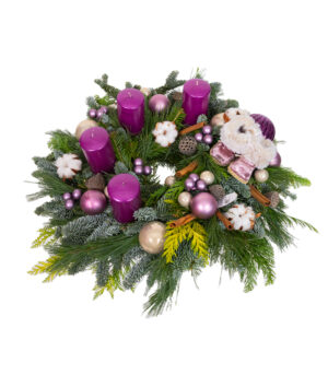 Wreath made of branches of fir - Advent Purple