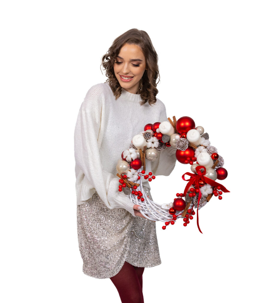 Christmas Table Arrangement - Natural Red - Image 2