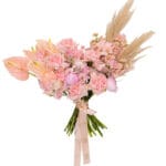 Pink Romance bouquet of pink mixed flowers and pampas