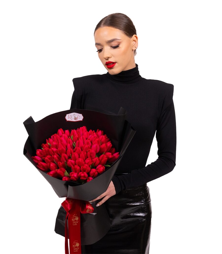 Bouquet of 51 Red Tulips - Image 2