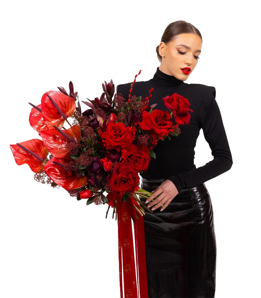 Lovable Bouquet with Mixed Red Flowers - Image 2