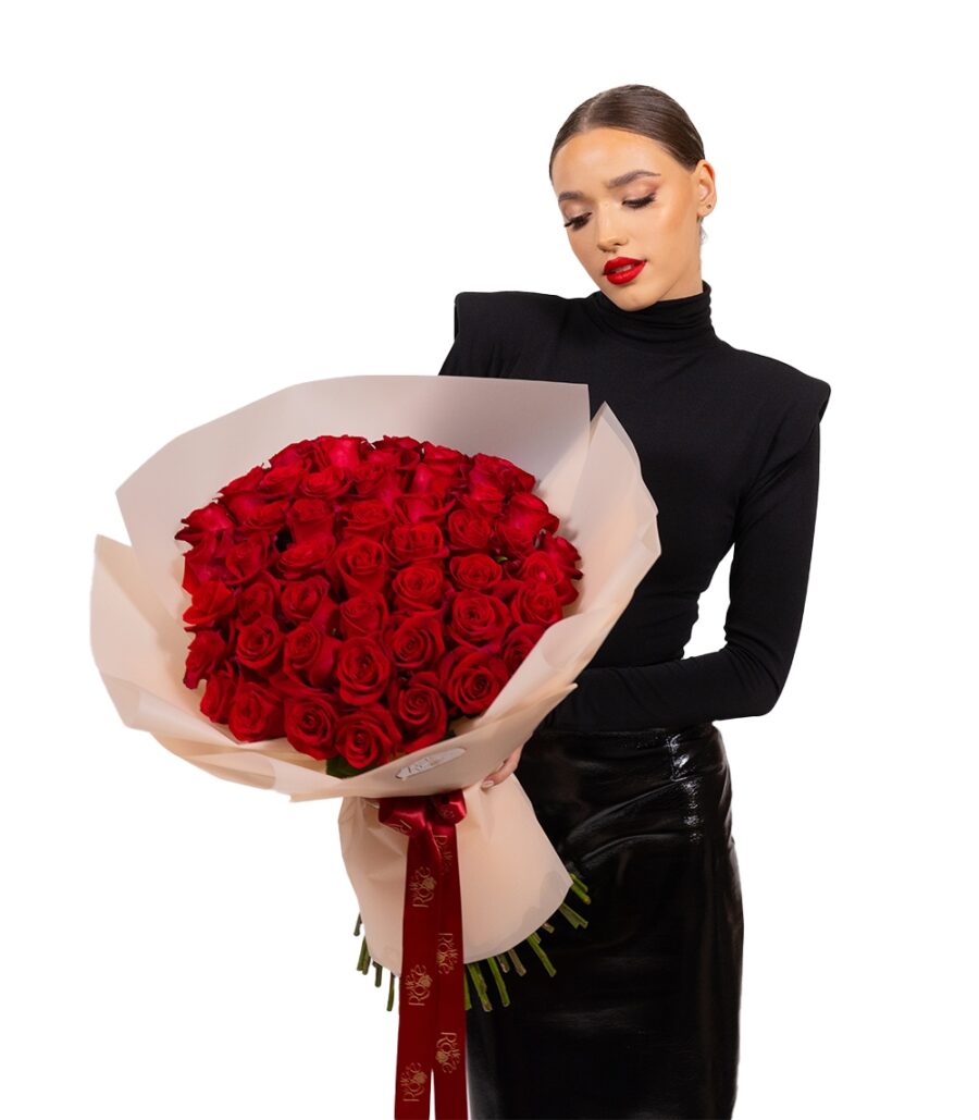 Bouquet of 50 Red Roses - Porto - Image 2