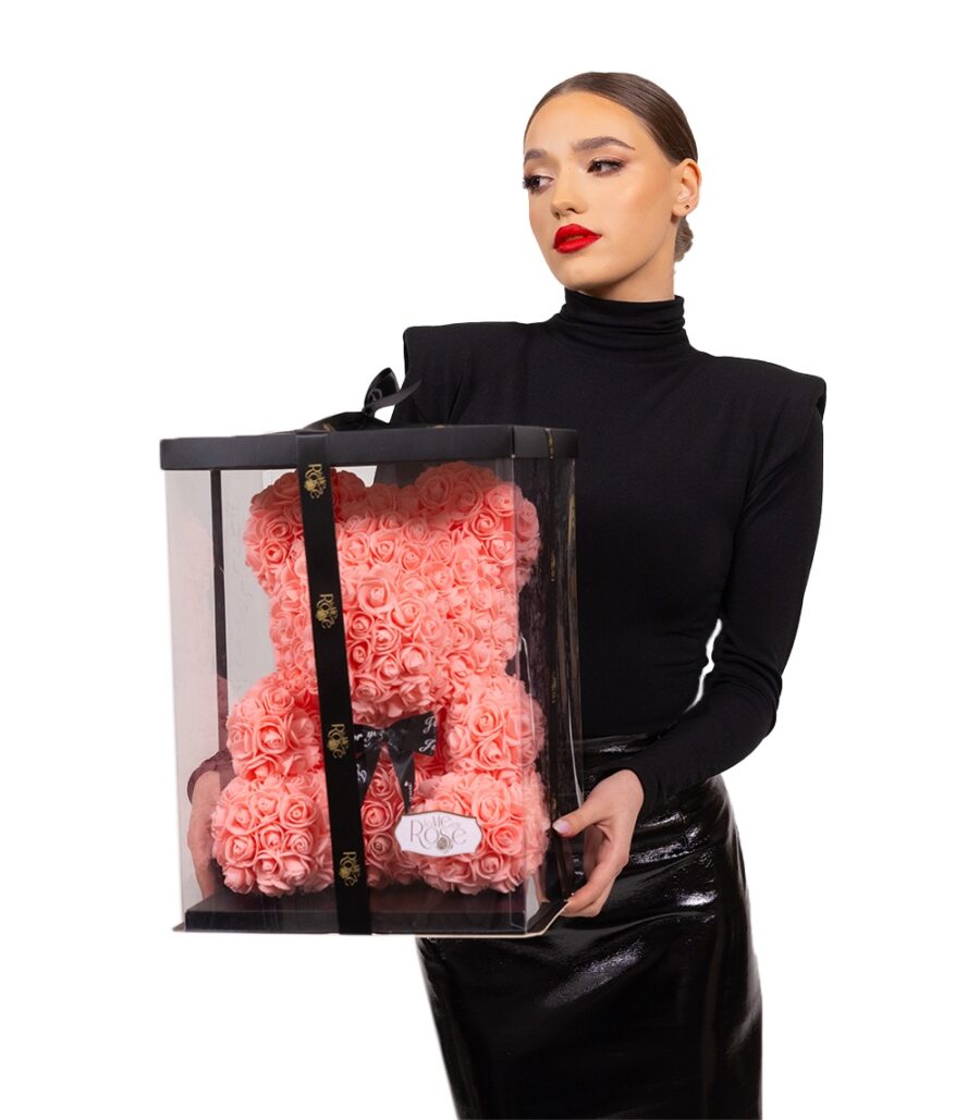 Pink Foam Roses Teddy Bear in Gift Box - Image 2