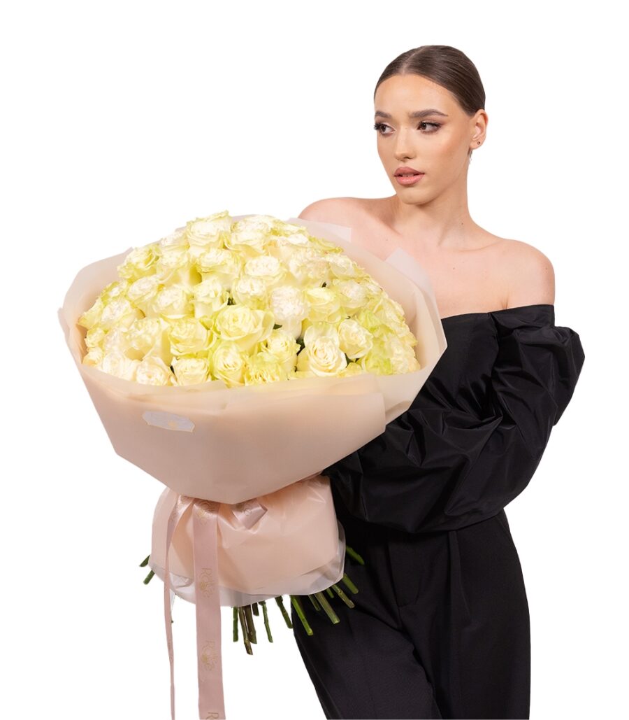 Bouquet of 61 White Roses - Image 2