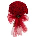 Classic bouquet of 101 red roses with ribbon tie