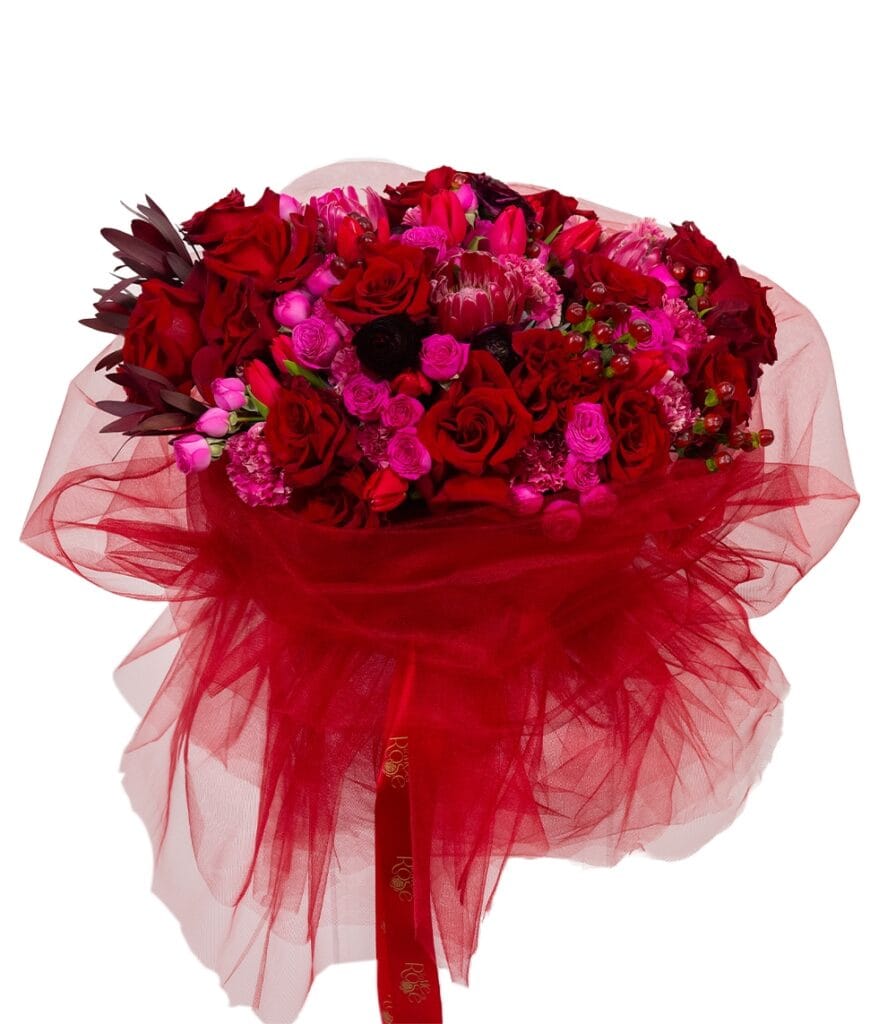 The Queen of My Heart red and pink mixed flower bouquet