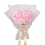Pink hydrangea bouquet with wrapping