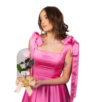 Cryogenic Pink Rose in Glass Dome - Image 2