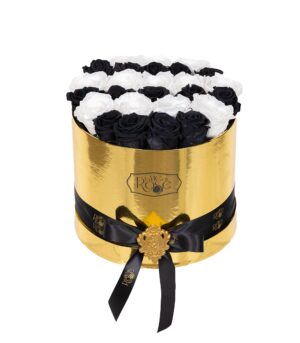 Box of Black and White Cryogenic Roses
