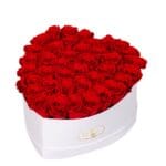 Heart-shaped box of cryogenic roses