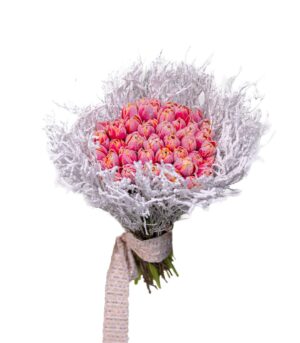 Winter bouquet with 49 tulips - Snowy tulips
