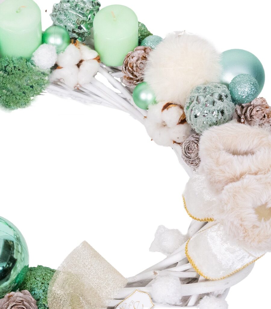 Christmas Wreath - Icy White and Mint Christmas Wreath - Image 2