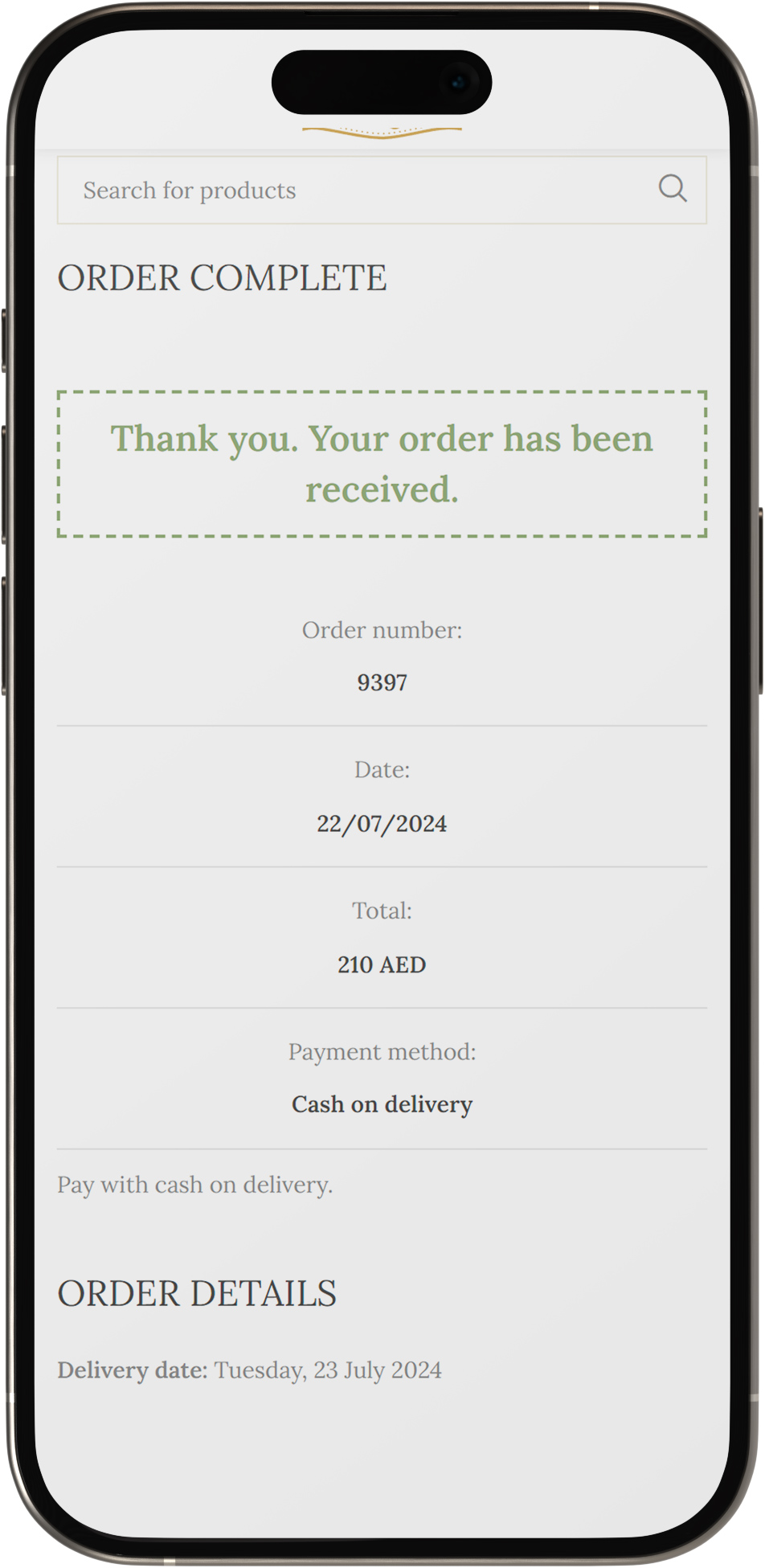 order completed