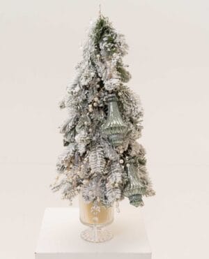 Crystal Tree with frosted pine, crystal ornaments and metallic baubles