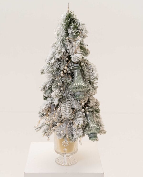 Crystal Tree with frosted pine, crystal ornaments and metallic baubles