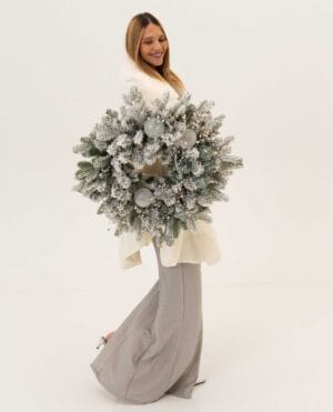 Crystal Wreath with frosted pine, winter berries and crystal ornaments