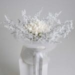 Crystal White Bouquet with white tulips, frosted foliage and crystal accents