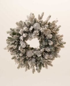 Crystal Wreath with frosted pine, winter berries and crystal ornaments